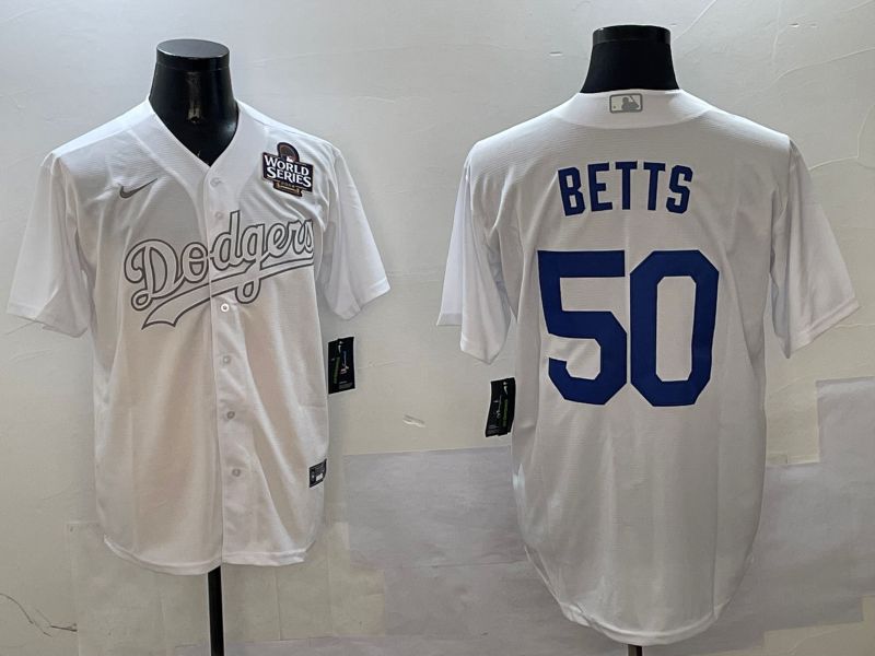 Men Los Angeles Dodgers 50 Betts White Fashion Edition Game 2025 Nike MLB Jersey style 5